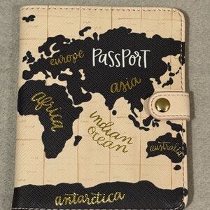 World Map Passport Holder - Black and Gold
